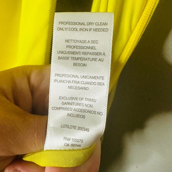 HALSTON Yellow Lil Crepe Strapless Overlay Side Zipper Jumpsuit Dress Size 2 - Picture 13 of 16